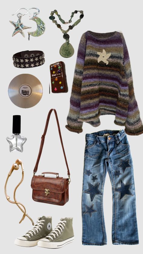 Emo Hippy Outfits, Pixie Grunge Outfit, Grunge Scene Outfits, Whimsical Grunge Outfits, Cluttered Outfit, Grunge Outfit Board, Hipster Aesthetic Outfit, Cottagecore Grunge Outfits, Earth Grunge Outfits