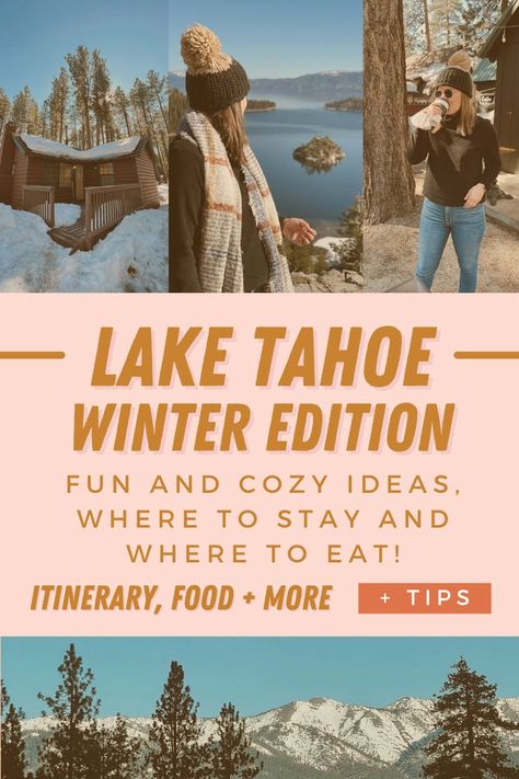 Looking forward to a Lake Tahoe Winter trip? This post has everything you need to know before venturing out to Lake Tahoe this winter. Find Lake Tahoe restaurants you can't miss, Lake Tahoe activities, and where to stay in Lake Tahoe. Lake Tahoe Restaurants, Lake Tahoe Trip, Lake Tahoe Winter, Tahoe Winter, Tahoe Trip, Lake Tahoe Vacation, Winter Lake, Winter Trip, Food Activities