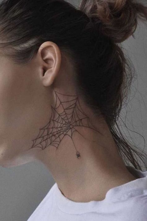 Explore our 15 spider web neck tattoo ideas for edgy expressions. From intricate designs to minimal styles, find the perfect inspiration one for your next ink. Tattoo Spider, Tattoo On Neck, Small Wave Tattoo, Best Neck Tattoos, Spider Web Tattoo, Side Neck Tattoo, Tattoo Diy, Web Tattoo, Neck Tattoos Women