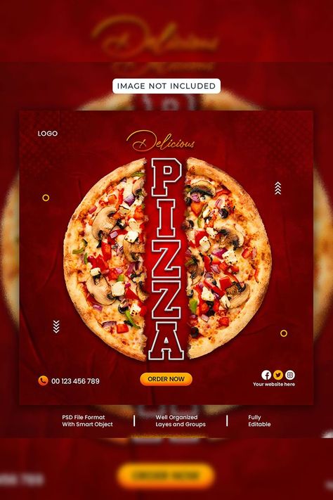 Pizza Banner Design Ideas, Pizza Social Media Post Design, Pizza Creative Ads Ideas, Pizza Poster Creative, Pizza Ads Design, Pizza Banner Design, Pizza Design Ideas Creative, Creative Pizza Ads, Food Creative Social Media Post