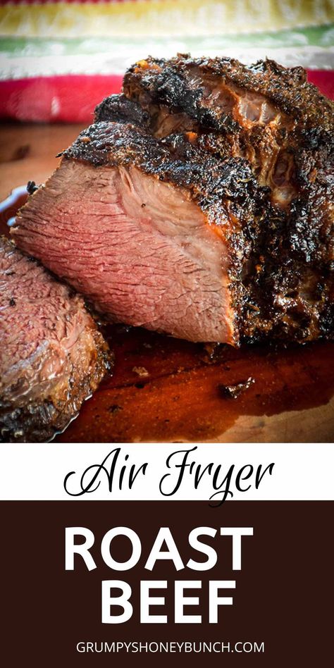 Making a beef roast in the air fryer is one of the best ways to make a tender roast cut. The herb crust is rubbed on the beef with a hot sear and in much less time than it takes in the oven, you have a perfectly cooked roast beef with a crispy herbed crust! Get this air fryer recipe and more at Grumpy's Honeybunch website. Holiday Prime Rib Roast, Air Fryer Keto Recipes, Air Fryer Roast Beef, Easy Roast Beef Recipe, Easy Roast Beef, Cross Rib Roast, Air Fryer Recipes Beef, Air Fryer Keto, Air Fryer Roast