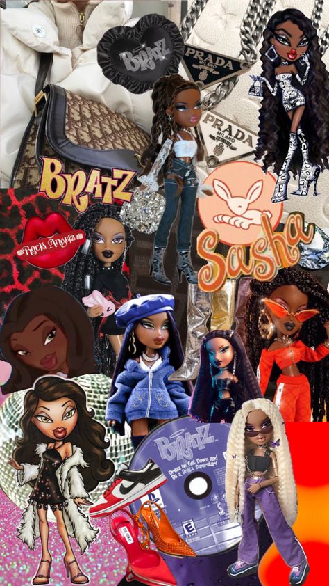 2000s Wallpaper, Pink Canvas Art, Pretty Wallpaper Ipad, Black Bratz Doll, Bratz Doll Outfits, Brat Doll, Cute Lockscreens, Romantic Wallpaper, Bratz Girls