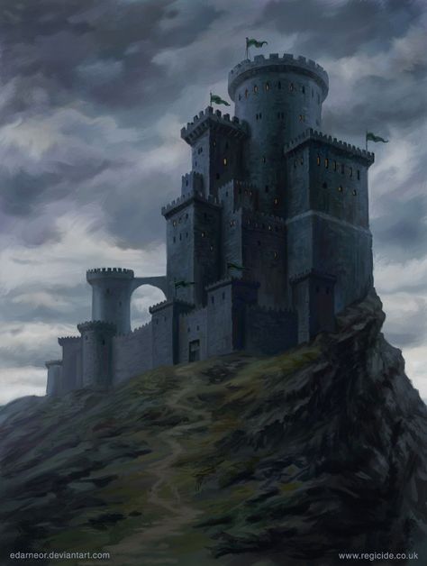 Dnd Castle Art, Medieval Castle Art, Dnd Castle, Fantasy Castle Art, Stone Kingdom, Evil Castle, Landscape Castle, Dark Medieval, Castle Black