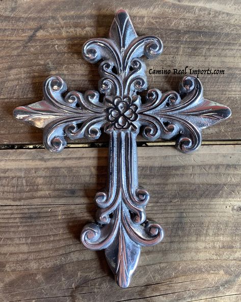 Wall Decor Pewter Metal Cross Hand Made Measures 8"L X 6.5"W (Size And Color May Vary) Dark Rapper Aesthetic, Dark House Aesthetic, Cross Hands, Cross Decor, Metal Art Decor, Edgy Jewelry, Hand Built Pottery, Crosses Decor, Pewter Metal