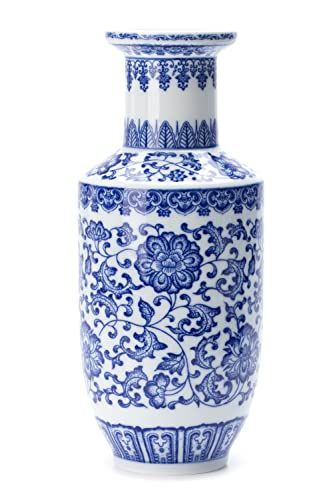 Vase Blue And White, Living Room Bookshelf, Fireplace Table, Mantle Fireplace, Blue Vases, Room Bookshelf, Porcelain Decor, Chinoiserie Vase, Vase Blue