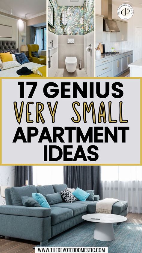 Make a small apartment interior design look INSTANTLY brighter & more spacious with the help of 17 genius very small apartment ideas! These small apartment will change the functionality and the aesthetics of your WHOLE apartment! Small Loft Decorating Ideas, Organized Small Apartment, Tiny Loft Apartment Small Space Living, Small Apartment Functional Decor, Ny Small Apartment Interior, Small Apartment Mood Board, Small Condo Living Room Tiny Apartments, Small City Apartment Decor, Very Small Apartment Ideas Space Saving