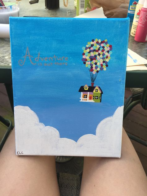 Canvas Painting Ideas Up Movie, The Up House Drawing, Up House Painting Disney Easy, Love Inspired Paintings, Painting Ideas Up Movie, Up Canvas Painting Disney, Up Painting Disney Easy, Up House Painting Disney, First Time Painting Canvas Ideas