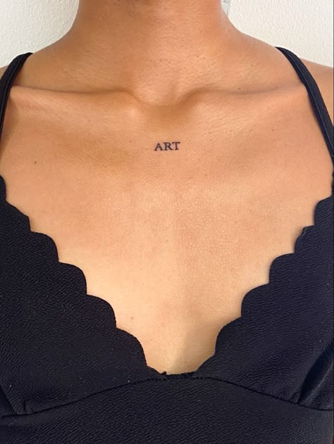 Art Chest Tattoo, Chest Tattoo Writing, Bob Tattoo, Cow Tattoo, Small Chest Tattoos, Ear Tattoo Ideas, Tasteful Tattoos, Tattoos For Black Skin, Cute Little Tattoos