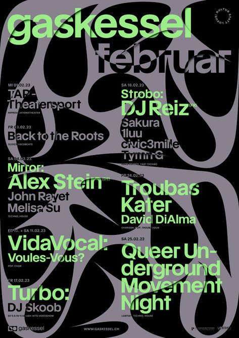 Dj Lineup Poster, Downtown Posters, Lineup Poster, Dj Poster, Experimental Type, Motion Graphics Tutorial, Bern Switzerland, Graphic Design Styles, Graphic Posters