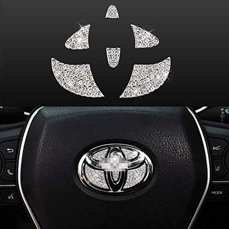 Rav4 Accessories, 4runner Accessories, Diamond Sticker, Toyota Accessories, Diy Bling, Bling Car, Wheel Logo, Toyota Logo, Car Steering Wheel Cover