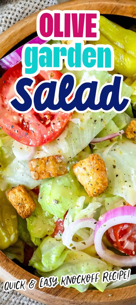 Copycat Crisp And Green Salads, Copycat Olive Garden Salad, Olive Garden Salad Recipe, Salad Copycat, Olive Garden Soups, Olive Garden Salad, Copycat Olive Garden, Olive Garden Recipes, Zesty Italian Dressing