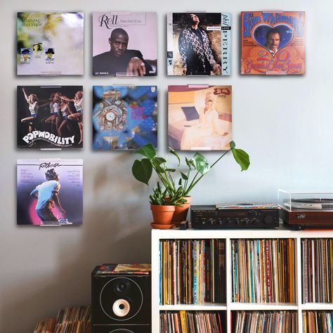 Records As Wall Art, Framed Vinyl Records Wall Art, Vynl Records Aesthetic On Wall, Old Album Covers Vinyl Records Wall Art, Vinyl Records Wall, Record Wall Display, Records Wall, Record Now Playing Display, Vinyl Display