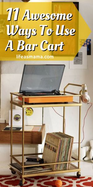 11 Awesome Ways To Use A Bar Cart Office Outside, House Diy Decor, Design Vision Board, Library Dining Room, Elegant Bar Stools, Moms Cave, Gerber Baby Food, Pro Organizer, Mom Cave