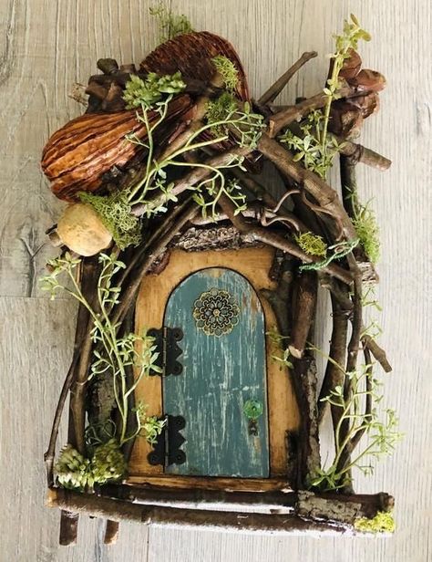 Sealed for Indoor or Outdoor Display ~ Add a Little Magic to Your Garden or Home Gnome Houses, Diy Fairy Door, Fairy Garden Doors, Fairy Tree Houses, Fairy House Crafts, Fairy Garden Crafts, Fairy Garden Designs, Fairy Accessories, Fairy Art Dolls