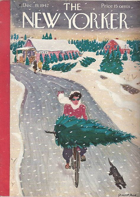 The New Yorker Magazine, New Yorker Magazine, Japan Illustration, New Yorker Covers, A Night At The Opera, Christmas Cover, Tree Shop, Christmas Poster, Snow Scenes