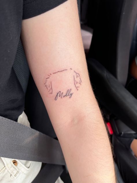 Dog tattoo Golden Retriever Tattoo Minimalist, Golden Doodle Tattoo, Goldendoodle Tattoo, Labradoodle Tattoo, Golden Retriever Tattoo, Retriever Tattoo, Doodle Tattoo, Classy Tattoos, Dog Tattoo