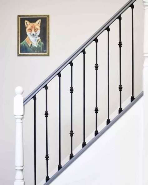 Matte Black "Enfield" Steel Stair Spindles Metal Stair Spindles, Staircase Kits, Metal Spindles, Stair Spindles, Staircase Handrail, Stair Hardware, Double Twist, Steel Stairs, Singles Twist