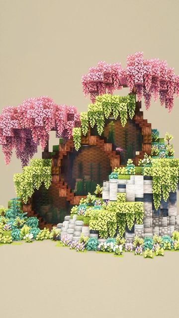 Green House Minecraft Tutorial, Fallen Log House Minecraft, Mushroom World Minecraft, Wizard Minecraft Builds, Cute Minecraft Builds No Mods, Allay Minecraft Houses, Minecraft Custom Flowers, Minecraft Giant Cherry Blossom Tree, Mincraft Idea Fairy Core