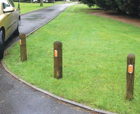 Stop vehicles and mud on a grass verge | Jacksons Fencing Mow Strip Under Fence, Stop Dog Digging Under Fence, Keep Dogs From Digging Under Fence, Dog Peephole In Fence, How To Keep A Dog From Digging Under A Fence, Timber Posts, Photo Competition, Car Parking, Green Space