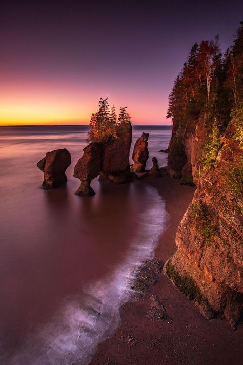 Hopewell Rocks sunrise, Hopewell Cape, New Brunswick, Canada New Brunswick Canada Photography, Canada New Brunswick, New Brunswick Canada Aesthetic, Hopewell Rocks New Brunswick, New Brunswick Aesthetic, East Canada Road Trip, Canada East Coast, Canada Aesthetic, Hopewell Rocks