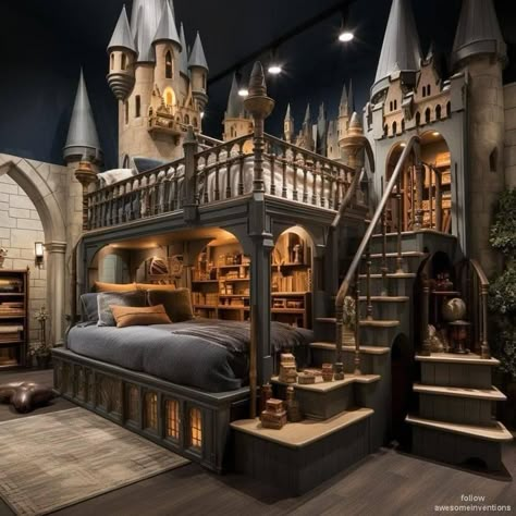 Harry Potter Bedroom Decor, Amazing Bedroom Designs, Harry Potter Room Decor, Harry Potter Bedroom, Dream Bedroom Inspiration, Cool Room Designs, Harry Potter Room, Dream House Rooms, Cozy Room Decor