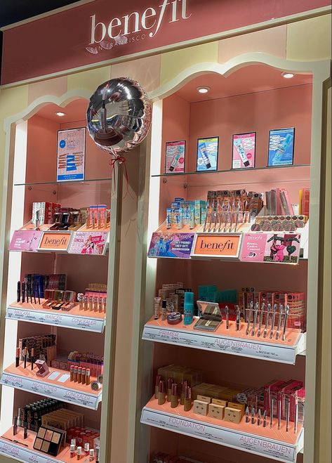 Benefit Makeup Aesthetic, Benefit Cosmetics Aesthetic, Benefit Aesthetic, Display Rack Ideas, 2014 Core, Benefit Mascara, Lifestyle Goals, Benefit Makeup, Matte Makeup