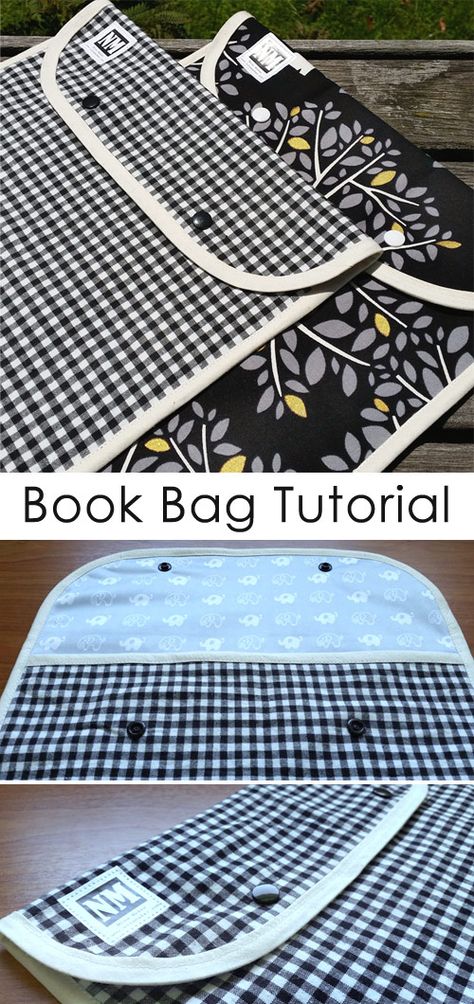 Book Case Sewing Pattern, Book Bag Sewing Pattern Free, How To Make A Book Bag, Book Bag Patterns To Sew, Library Bag Pattern, Diy Book Bag Pattern, Sew Book Bag, Book Bag Pattern Free, Diy Book Pouch