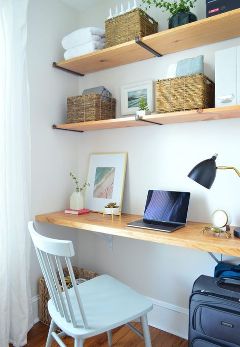 Alcove Desk, Building Shelves, Desk Nook, Tiny Home Office, Young House, Office Nook, Young House Love, Built In Desk, Diy Desk