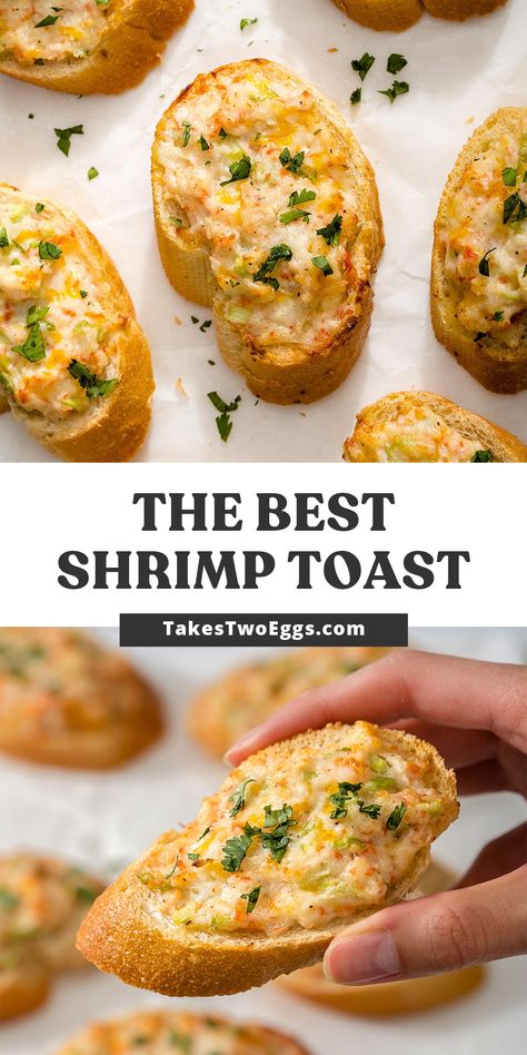 Crab Toast Recipe, Vietnamese Shrimp Toast, Baked Shrimp Toast, Shrimp Toast Recipe, Small Shrimp Recipes, Vietnamese Shrimp, Shrimp Appetizer Recipes, Shrimp Toast, Shrimp Appetizers