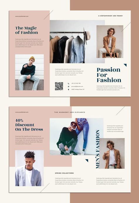 E Brochure Design, Fashion Pamphlet Design, Brochure Design Fashion, Product Leaflet Design, Flyer Design Inspiration Creative Ideas, Pamplet Layout Design, Fashion Brochure Design, Creative Brochure Design Ideas, Product Lookbook