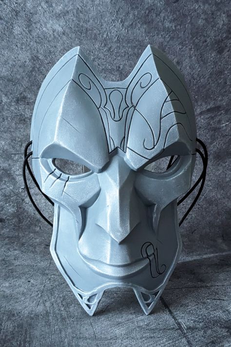 The Jhin mask from League of Legends.

Just painting it gray seemed too boring to us. Therefore, we tried to make the color of the mask a little bluish-gray. And bleached all the edges for the effect of scuffing.
And despite the narrow cheekbones - it sits very comfortably on the face.

#leagueoflegends #jhin #jhinmask #jhinlol #riotgames #lolgame Jhin Mask, Bluish Gray, Riot Games, The Mask, League Of Legends, The Face, Bleach, Mask, Grey