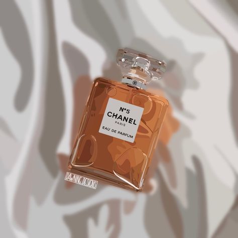 Coco Chanel perfume illustrated on a soft white sheet Chanel Illustration, Vanilla Smell, Orange Icons:), Parfum Chanel, Arlington Virginia, Blue Perfume, Unique Stickers, Peach Aesthetic, Chanel Perfume