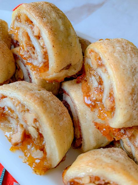 Apricot Rugelach Recipe, Rugelach Cookies, Rugelach Recipe, Apricot Recipes, Savory Appetizer, Apricot Jam, Toasted Walnuts, Real Simple, Plastic Wrap