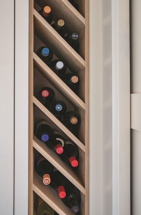 Wine Room Shelving, Wine Rack Built In Wall, 12 Inch Cabinet Ideas, Wine Rack In Pantry, Kitchen Wine Rack Built In, Pantry Wine Storage, Wine Rack Kitchen Cabinet, Pantry With Wine Rack, Wine Rack In Kitchen