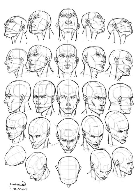 Practice by Pixel Brush ArtstudioDaily practice Lanky Male Body Reference Drawing, Drawing Heads Looking Down, Looking Up To The Side Reference, Low Angle Pose Reference Male, Face Porpotion Reference Drawing, Face Perspective Drawing, Faces In Perspective, Man Looking Up Reference, Head Looking Down Reference