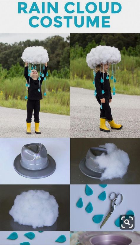 Easy Diy Mom Halloween Costumes, Rain Cloud Halloween Costume, Wacky Tacky Outfits, Gifts For Cosplayers, Rain Cloud Costume Diy, Costume Halloween Diy Kids, Dit Halloween Costumes, Autumn Costume Kids, Diy Easy Costumes