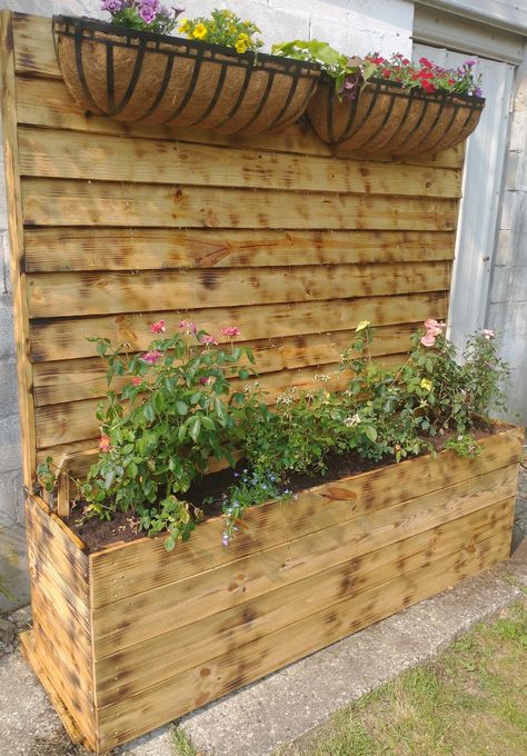 Potting Bench Plans, Brick Planter, Privacy Planter, Cedar Fence Pickets, Fence Pickets, Cedar Fence, Outdoor Privacy, Privacy Screen Outdoor, Faux Brick