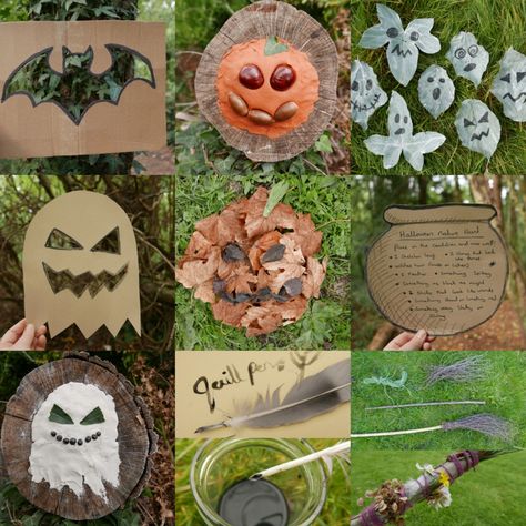 Halloween Crafts For All Ages, Halloween Forest School Activities, Waldorf Halloween Crafts, Halloween Nature Crafts For Kids, Halloween Nature Activities, Reggio Halloween Activities, Forest School Halloween Ideas, Halloween Outdoor Activities For Kids, Halloween Forest School