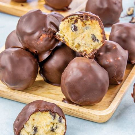 Chocolate Covered Keto Cookie Dough Bites - Keto Karma Chocolate Covered Cookie Dough Bites, Keto Chocolate Chip Cookie Dough, Keto Karma, Keto Chocolate Chip Cookie, Chocolate Covered Cookie Dough, Chocolate Chip Cookie Dough Truffles, Chocolate Chip Cookie Dough Bites, Simply Keto, Eggless Cookie Dough