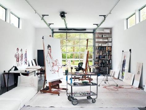 Garage Art Studio, Home Art Studios, Hamptons Cottage, Painters Studio, Warehouse Loft, Awesome Houses, Hampton Home, Art Atelier, Garage Renovation