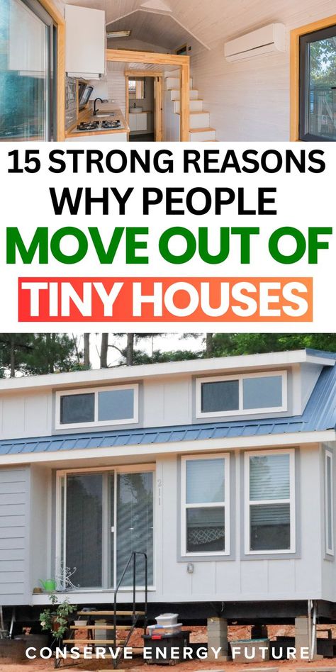 The tiny house movement isn’t without its challenges. Explore 15+ strong reasons why people move out of tiny houses, even after enjoying the benefits of downsized living. From practical issues to personal preferences, find out why tiny homes aren’t for everyone. Tiny House Living, Tiny Homes, Minimalist Lifestyle, Why Do People Leave, Conserve Energy, People Leave, Tiny House Movement, Moving Out, Why People