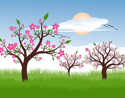 Check out new work on my @Behance profile: "Spring Blossom Vector Art Work | Vector illustration" http://be.net/gallery/93486591/Spring-Blossom-Vector-Art-Work-Vector-illustration Digital Art Landscape, Spring Vector, Landscape Vector, Colorful Borders Design, Construction Paper Crafts, Spring Illustration, Reflection Art, Spring Tree, Bird Tree