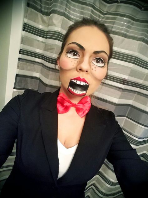 Ventriloquist dummy makeup. Ventriloquist Dummy Makeup, Dummy Halloween Makeup, Dummy Makeup, Dummy Costume, Halloween Beauty Makeup, Doll Makeup Halloween, Creepy Doll Halloween, Ventriloquist Dummy, Halloween Beauty