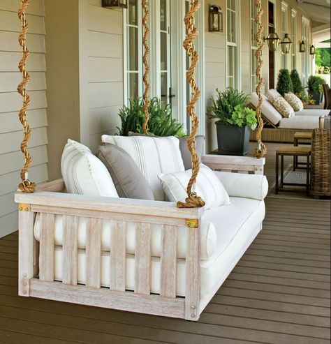 Sunbrella Porch Swing Cover White Mattress Cover Outdoor Bed - Etsy UK Farmhouse Porch Swings, Porch Swing Plans, Diy Porch Swing, Traditional Porch, Porch Design Ideas, Porch Swing Bed, Diy Porch, Cute Dorm Rooms, Backyard Porch