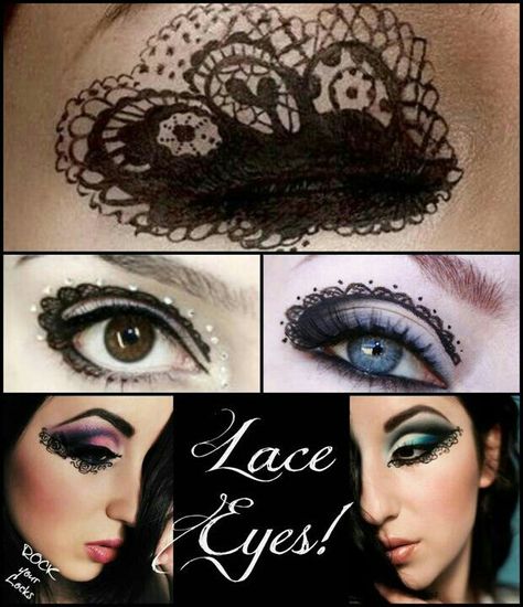 Lace eyes Show Makeup, Cool Makeup Looks, Dope Makeup, Making Faces, Fancy Makeup, Hair Tattoos, Goth Makeup, The Embrace, Makeup For Brown Eyes