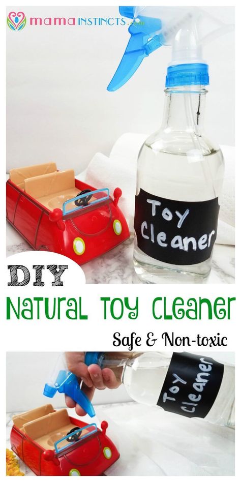 Are you cleaning your kid's toys with toxic chemicals? Keep your kids safe by using this simple natural toy cleaner - all you need is 2 ingredients. This non-toxic toy cleaner is a must if you have a baby chewing all their toys. Natural Cleaning Products Diy, Cleaning Stuff, Baby Toys Diy, Disinfectant Spray, Diy Bebe, Homemade Toys, Cleaning Toys, Natural Toys, Natural Cleaners