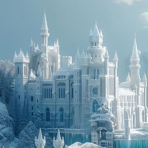 Winter Court Aesthetic, Winter Court Acotar, Acotar Fanfic, Nessian Fanart, Environmental Reference, Elven Kingdom, Winter Court, Winter Castle, Fantasy Settings