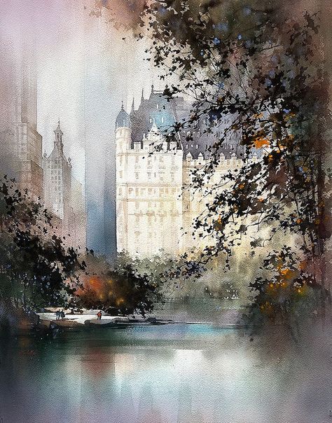 Schaller Watercolor, Thomas W Schaller, Thomas Schaller, Art Thomas, Modern Impressionism, Arts Stream, Watercolor Architecture, Watercolor Art Lessons, Park Art