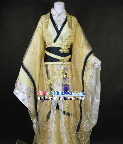 Ancient Chinese Royal Hanfu Clothing Complete Set for Men          Mobile Yellow Hanfu, Chinese Dressing, Chinese Clothes, Chinese Traditional Dress, Ancient Chinese Clothing, Hanfu Dress, White Peony, China Dress, Chinese Clothing