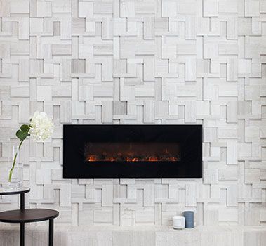 full wall fireplace tile Tiled Fireplace Wall, Travertine Wall Tiles, Accent Backsplash, Tile Fireplace, White Subway Tiles, Limestone Tile, The Tile Shop, Mosaic Wall Tiles, Shower Surround